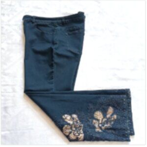 Monroe & Main Embroidered Beaded Jeans Size 12 Dark Blue
